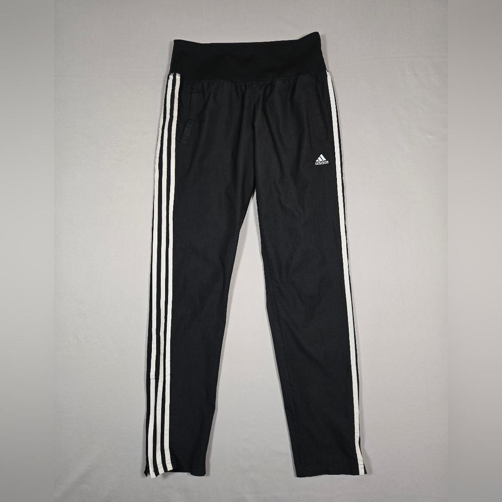 ADIDAS 3-Stripe Black Athletic Track Pants | Essential Windbreaker | EUC Small